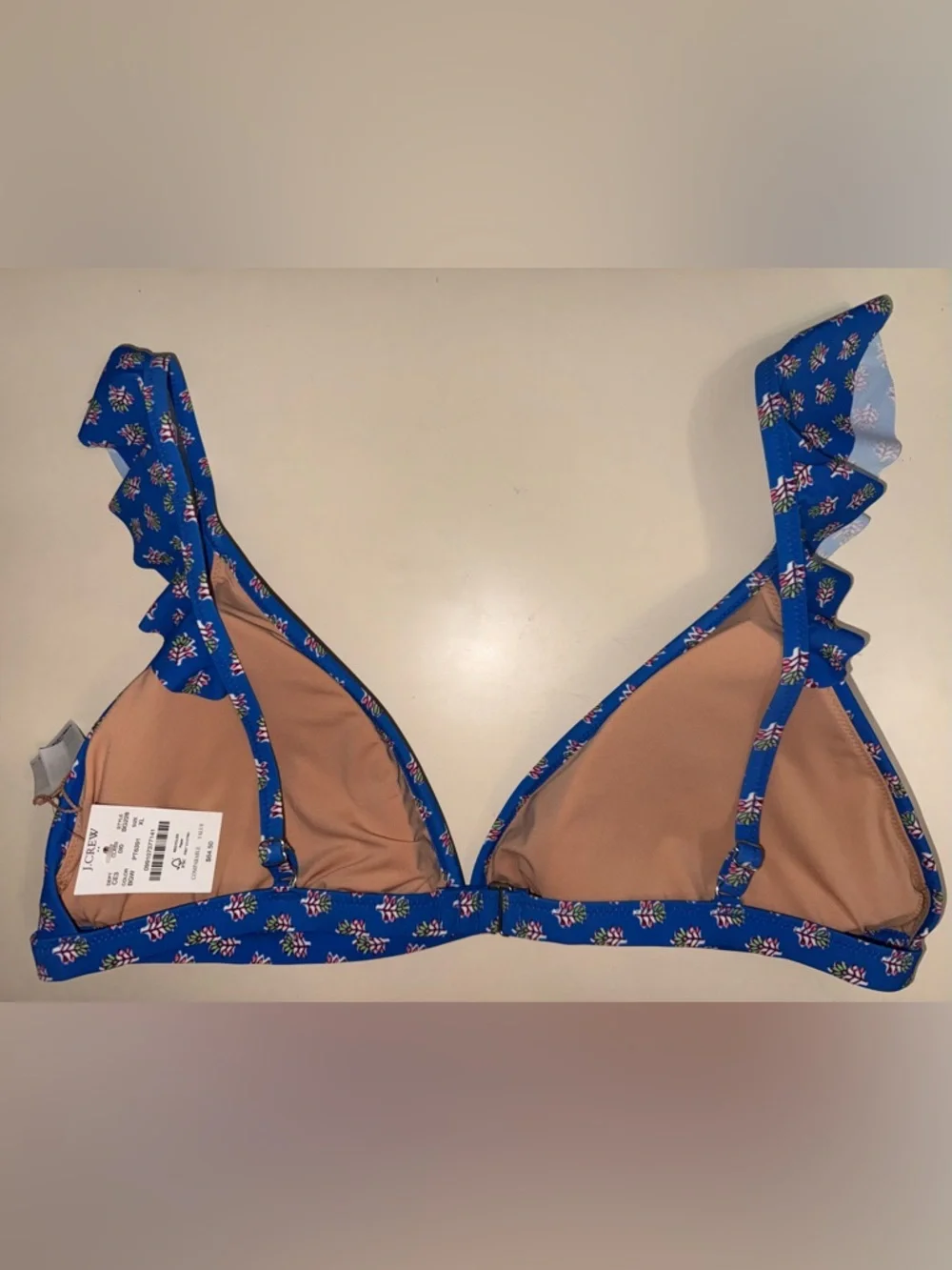 J.Crew Blue Floral Bikini Top